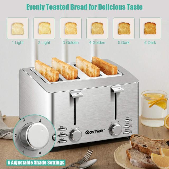ARLIME 4 Slice, Extra-Wide Slot Stainless Steel Toaster with 2 Independent Control Panels