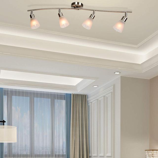 4-Light Adjustable LED Track Lighting, Modern Ceiling Light Fixture with Glass Shade