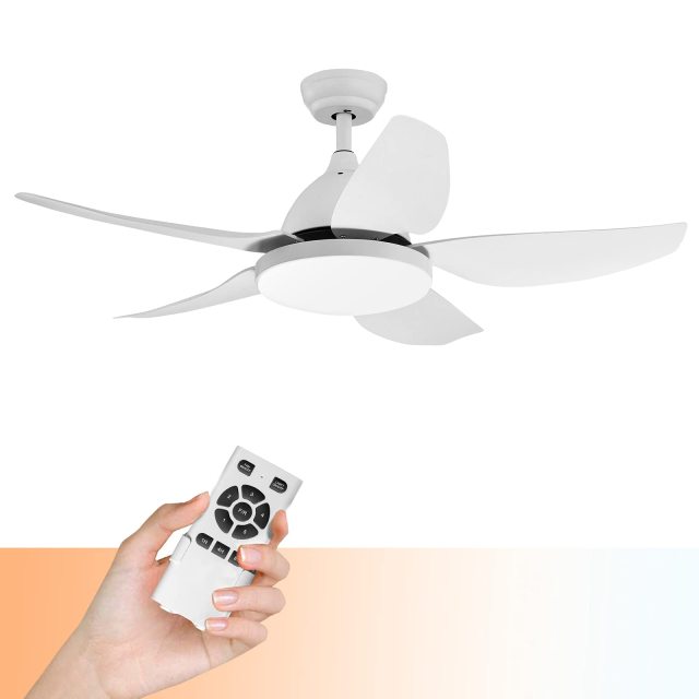 42Inch Ceiling Fan with LED Light and Remote Control, Kids Fan Light with 5 Blades