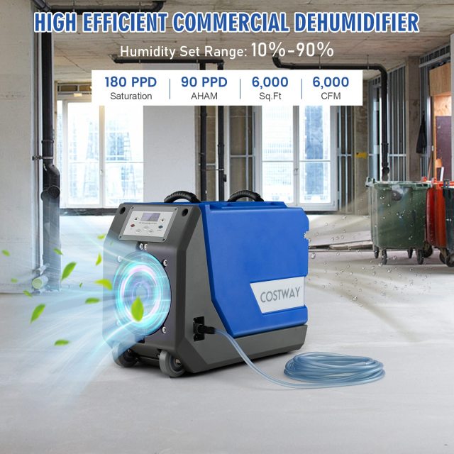 ARLIME 180 PPD Commercial Dehumidifier, Industrial Dehumidifier with 24.6ft Drain Hose, Pump, Auto Defrost & Memory Starting
