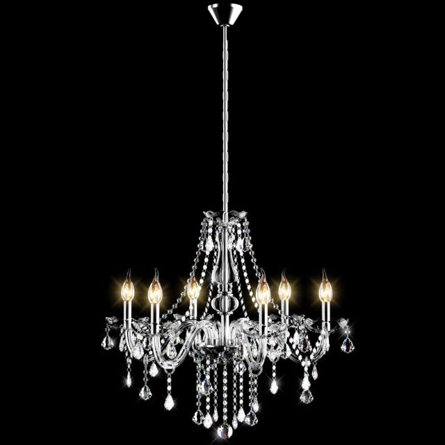 ARLIME Crystal Chandelier, 6 Light Ceiling Lighting Fixture