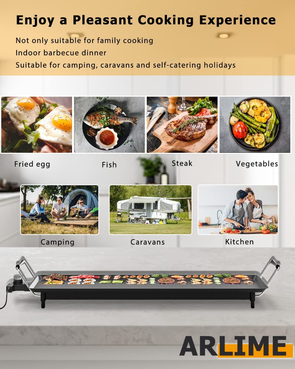ARLIME Large Electric griddle, 35" Teppanyaki Grill Extra Large Table Top Griddle
