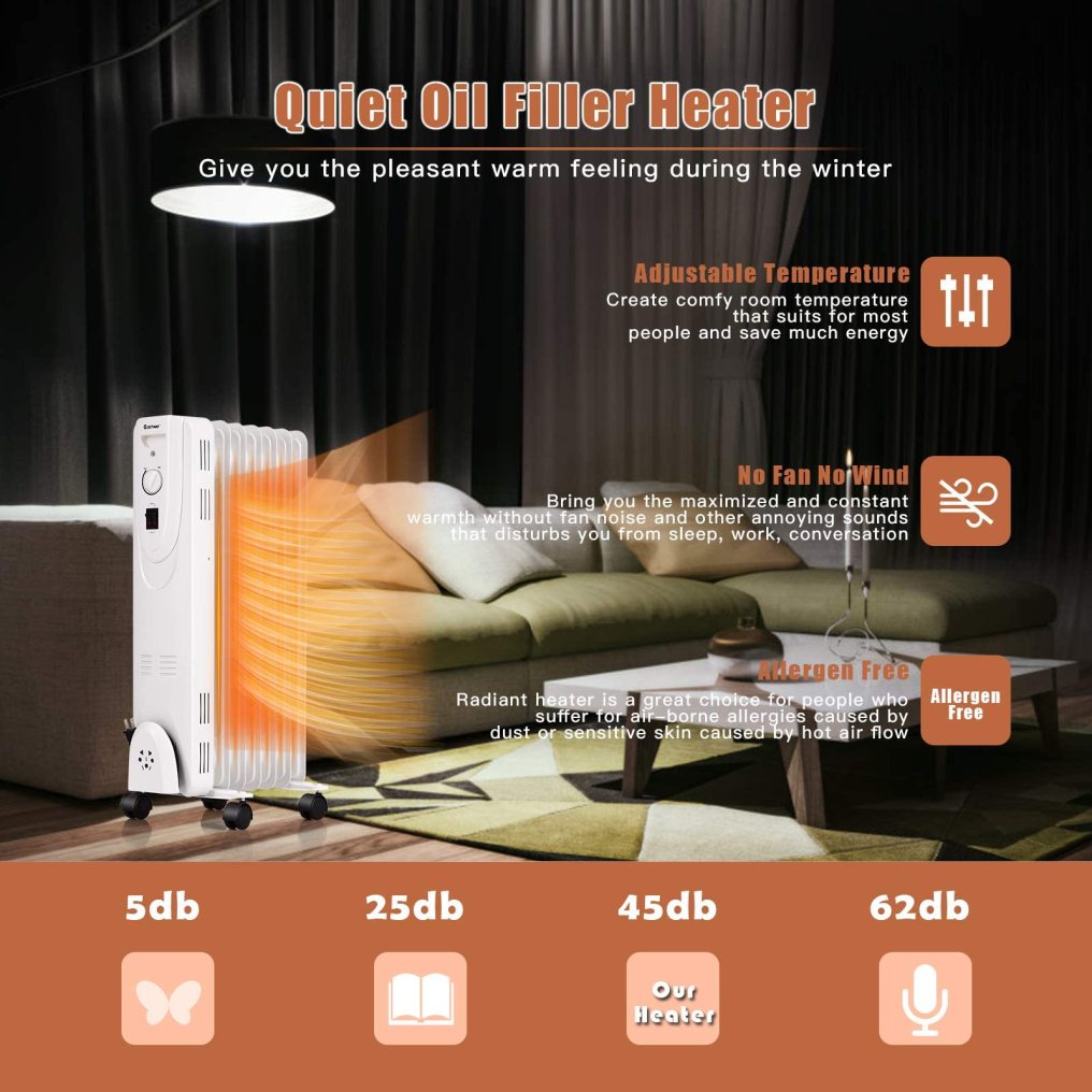 ARLIME Oil Filled Radiator Heater, Portable Radiator Heater with Thermostat