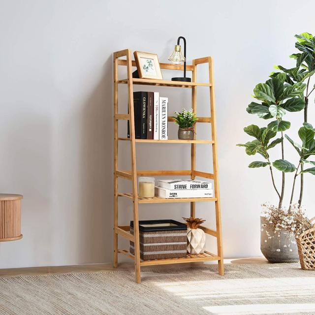 4 Tier Multifunctional Bamboo Ladder Shelf Plant Display Rack