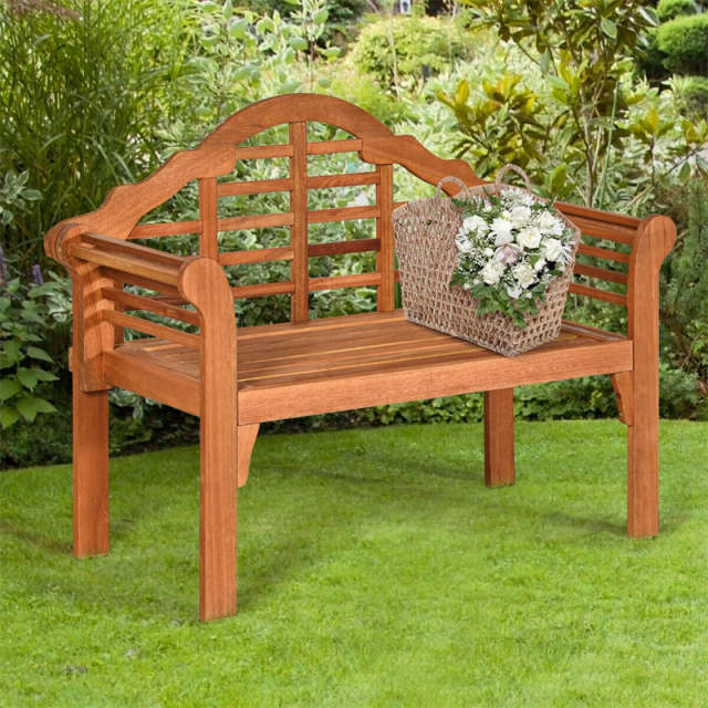 Outdoor Folding Bench Eucalyptus Wood Garden Bench 49" Queen Bench Patio Loveseat Chair with Backrest & Armrest