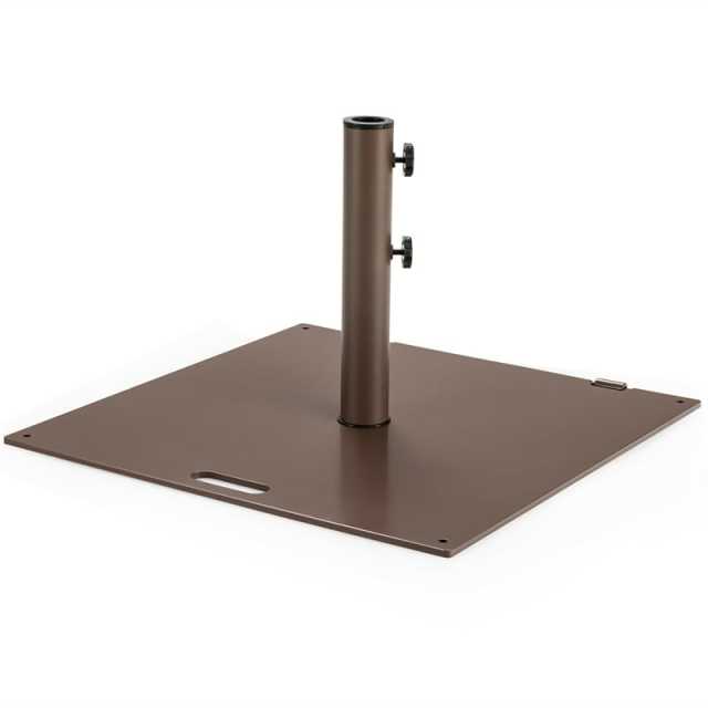 24" Square Patio Umbrella Base, 53 lbs Heavy Duty Steel Umbrella Base Stand with 2 Wheels & 2 Adjustable Knobs