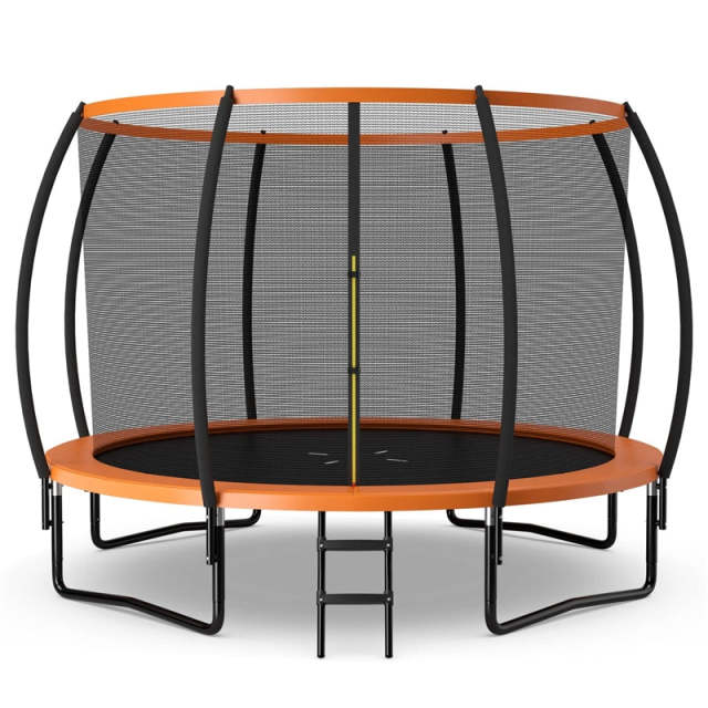 12FT Outdoor Recreational Trampoline with Enclosure Net Safety Pad & Ladder for Kids Adults