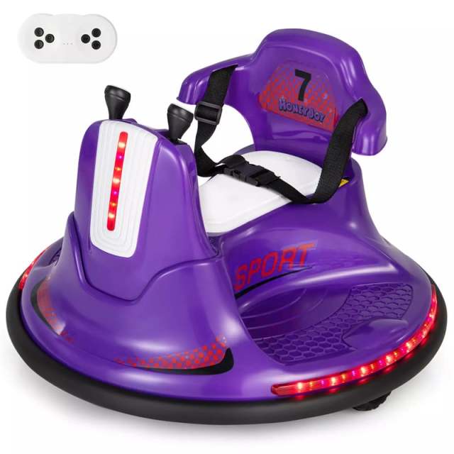12V Bumper Car for Toddlers, Kids Electric Ride On Bumper Car with Remote Control, 360 Degree Spin, Dual Joystick & Flashing LED Lights