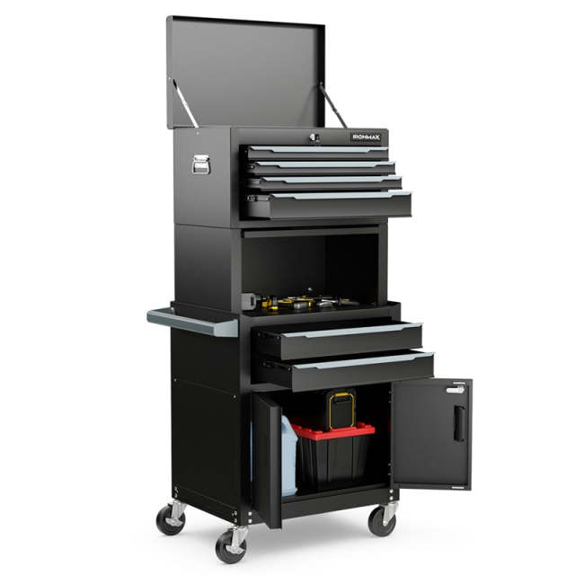 6 Drawer Rolling Tool Chest, 3-in-1 Extra Large Tool Storage Cabinet with Lockable Wheels & Auto Lock, Heavy-Duty Tool Box for Garage, Workshop