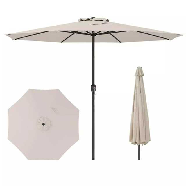 12FT Outdoor Patio Umbrella, 8-Rib Market Umbrella with Crank Handle & Vented Canopy, Sun-Protective Waterproof for Deck, Poolside, Garden