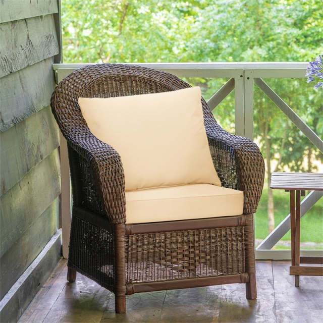 Deep Seat & Back Cushion Set with Rope Ties, Waterproof 6" Thick Indoor/Outdoor Chair Pads for Patio Furniture & Poolside
