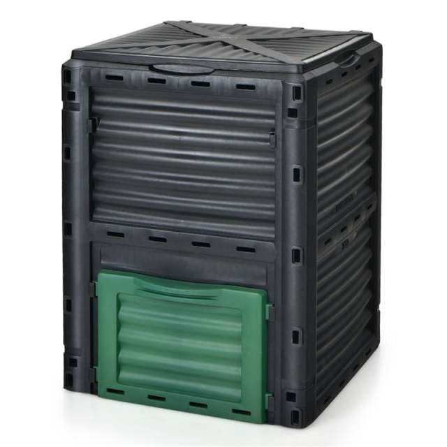 80 Gallon Outdoor Compost Bin, Garden Composter Barrel with Flip Lid & Bottom Exit Door, Composting Box for Kitchen Waste, Grass, Food, Trash