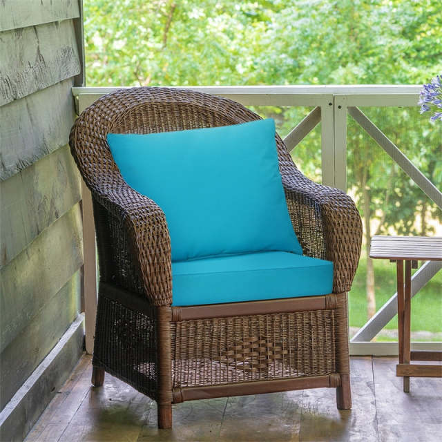 Deep Seat & Back Cushion Set with Rope Ties, Waterproof 6" Thick Indoor/Outdoor Chair Pads for Patio Furniture & Poolside