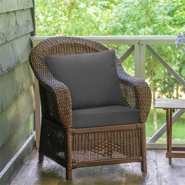 Deep Seat & Back Cushion Set with Rope Ties, Waterproof 6" Thick Indoor/Outdoor Chair Pads for Patio Furniture & Poolside