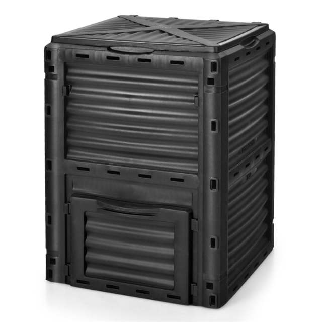 80 Gallon Outdoor Compost Bin, Garden Composter Barrel with Flip Lid & Bottom Exit Door, Composting Box for Kitchen Waste, Grass, Food, Trash