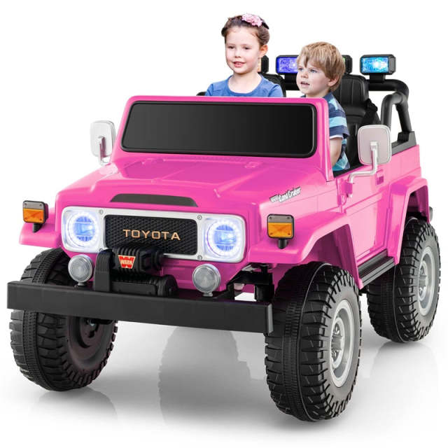 12V 2-Seater Ride-On Truck, Licensed Toyota FJ40 Kids Electric Car with Remote Control, Laser Lights, Storage Box, Music & Shock Absorption