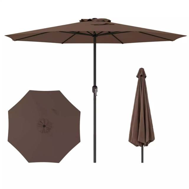 12FT Outdoor Patio Umbrella, 8-Rib Market Umbrella with Crank Handle & Vented Canopy, Sun-Protective Waterproof for Deck, Poolside, Garden
