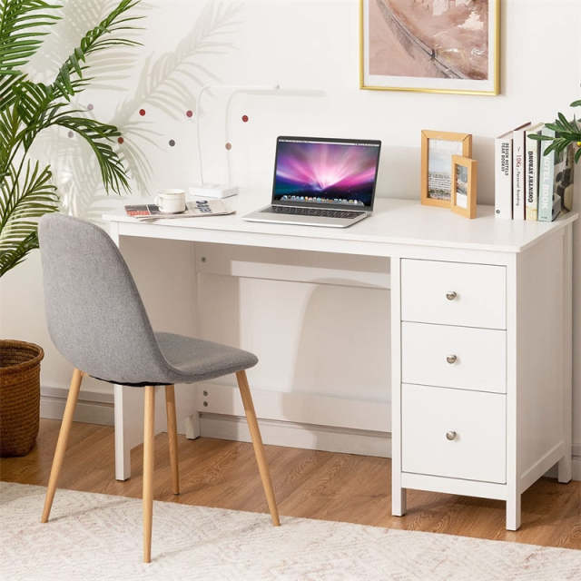 Modern Home Office Computer Desk with 3 Storage Drawers, Large Desktop, Compact Writing Study Desk, Multipurpose Laptop Workstation for Bedroom