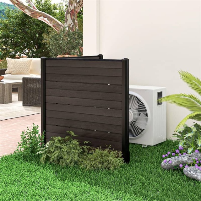 Air Conditioner Fence 2 Panels, 48"W x 46"H Outdoor HDPE Privacy Screen with 5 Ground Stakes, Freestanding Fence for Pool Pump & Trash Cans