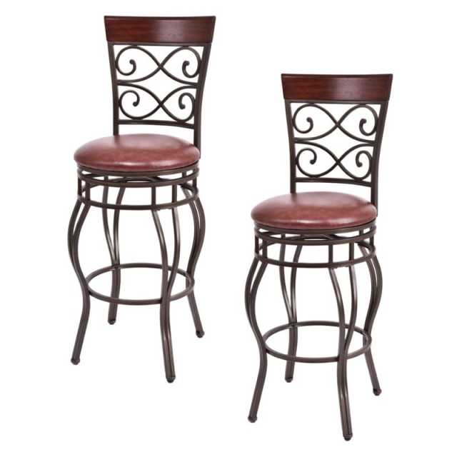 Vintage Metal Swivel Bar Stools Set of 4, 30" Bar Height Barstools with Back, PU Leather Padded Seat & 300lbs Capacity for Kitchen Island, Pub