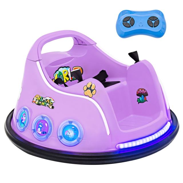 12V Kids Bumper Car, Electric Ride-On Bumper Car with Dual Joysticks, Flashing LED Lights & Remote Control, Battery Ride-On Toy for Toddlers