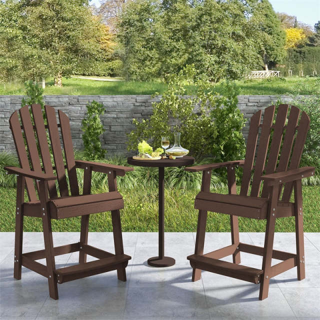 Outdoor HDPE Bar Stools Set of 2, 47" Tall Adirondack Chairs with Armrest & Footrest, All-Weather Counter Height Barstools for Poolside, Garden