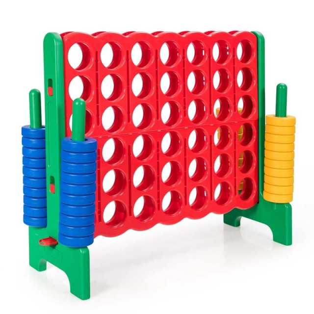 Giant 4-in-a-Row, Jumbo 4-to-Score Giant Game w/ 42 Rings, Quick-Release Slider, 3.5FT Tall Indoor Outdoor Connect 4 Yard Game for Kids, Adults