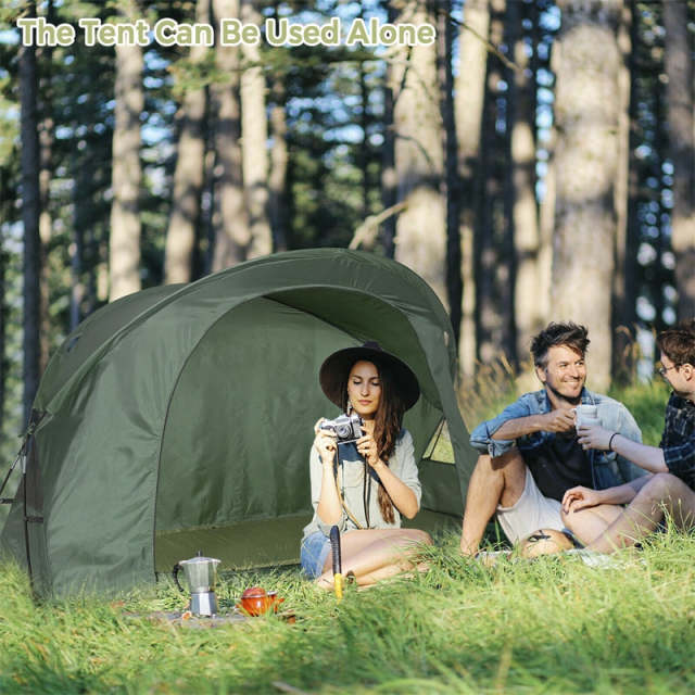 4-in-1 Folding Camping Cot Tent for 1 Person, Portable Elevated Off Ground Tent with Waterproof Cover, Air Mattress & Carrying Bag for Hiking