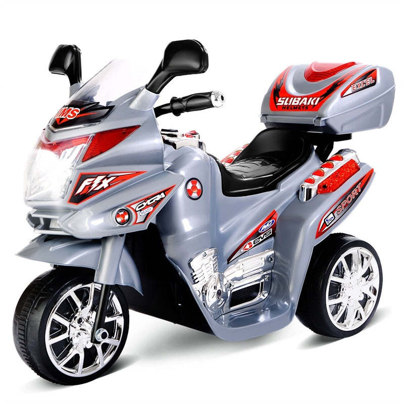 6V Kids Ride-On Motorcycle, Battery Powered 3-Wheel Motorcycle with LED Headlights, Music, Storage Trunk, Electric Motorcycle Toy for Boys/Girls he1