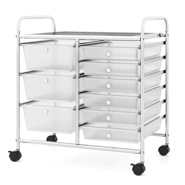 9-Drawer Rolling Storage Cart, Mobile Art & Craft Supply Organizer on Wheels, Metal Frame, Drawer Utility Cart for Classroom Office Home Salon