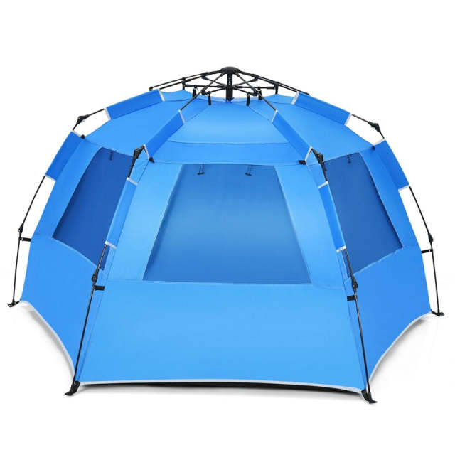 3-4 Person Easy Pop Up Beach Tent, UPF 50+ Portable Instant Beach Sun Shade with 3 Mesh Windows, Carrying Bag, 8.5mm Thickened Rod