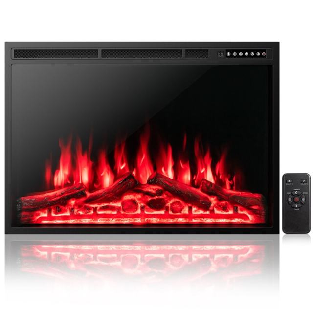 37" Electric Fireplace Insert, 1500W Recessed Freestanding Fireplace Heater with Touch Panel, Remote Control, 4 Log Flame Effects, Overheat Protection