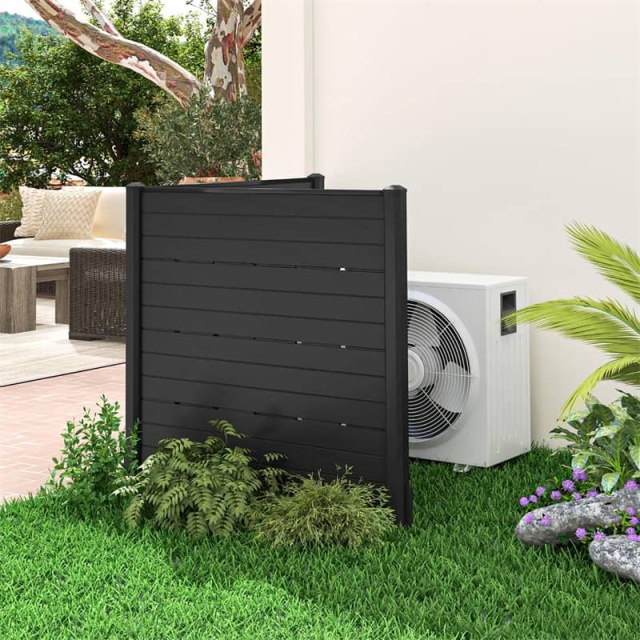 Air Conditioner Fence 2 Panels, 48"W x 46"H Outdoor HDPE Privacy Screen with 5 Ground Stakes, Freestanding Fence for Pool Pump & Trash Cans