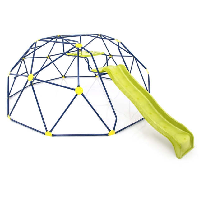 13.3FT Climbing Dome with Extended Wavy Slide, Kids Outdoor Jungle Gym Monkey Bar Geometric Dome Climber Climbing Toys for Toddlers