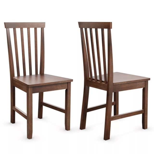 Wood Dining Chairs Set of 2, Modern Armless Kitchen Chairs with Slat Back, Rubber Wood Legs, Farmhouse Dining Room Chairs for Kitchen Restaurant