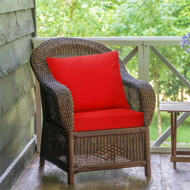 Deep Seat & Back Cushion Set with Rope Ties, Waterproof 6" Thick Indoor/Outdoor Chair Pads for Patio Furniture & Poolside