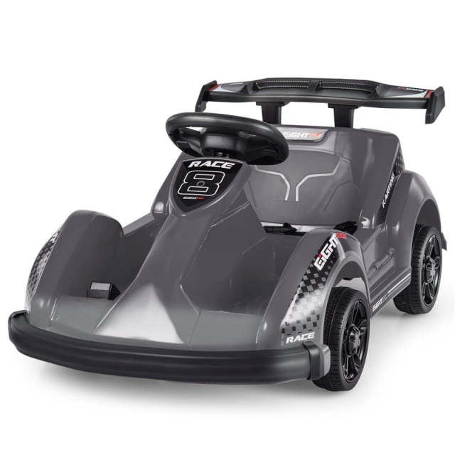 6V Kids Racer Go Kart, Electric Go Kart with Remote Control, 4 Wheels, Safety Belt, Music & USB Port, Battery Powered Ride-On Toy for Ages 3-8