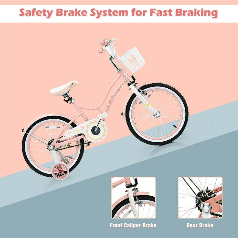 18 Inch Kids Bike, Toddler Bicycle with Removable Training Wheels & Adjustable Seat for Boys Girls