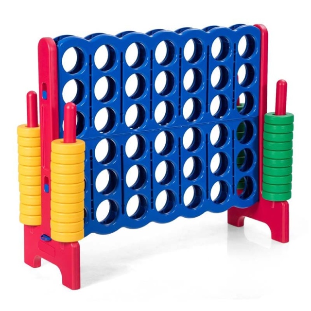 Giant 4-in-a-Row, Jumbo 4-to-Score Giant Game w/ 42 Rings, Quick-Release Slider, 3.5FT Tall Indoor Outdoor Connect 4 Yard Game for Kids, Adults