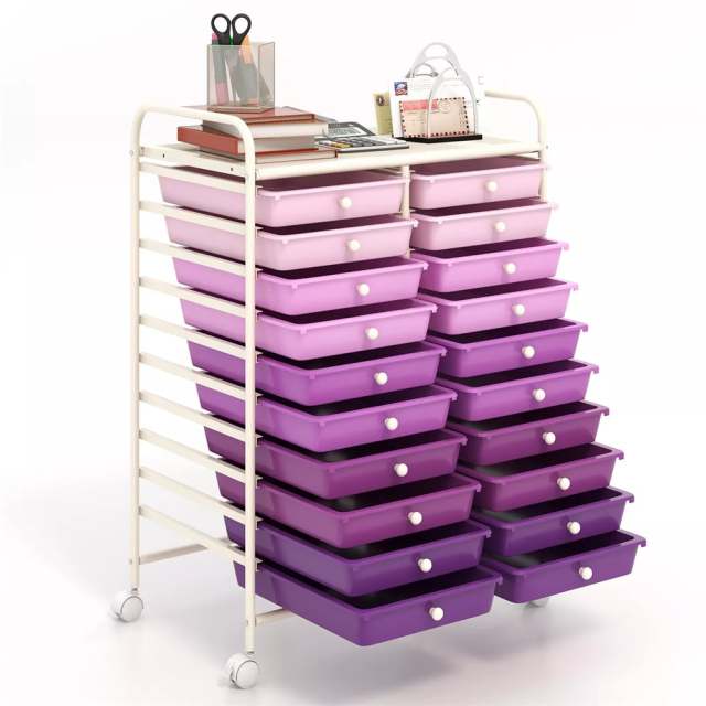 Storage Drawer Cart, 20-Drawer Rolling Cart Organizer with Lockable Wheels, Mobile Utility Cart for Office School Art Craft Supplies