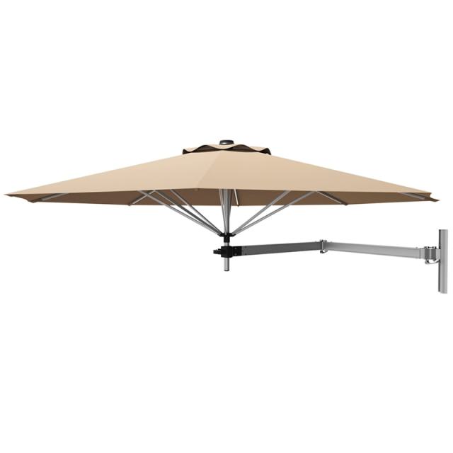 8 FT Wall Mounted Patio Umbrella Tilting Outdoor Umbrella Sunshade Umbrella with Adjustable Pole & Wind Vent