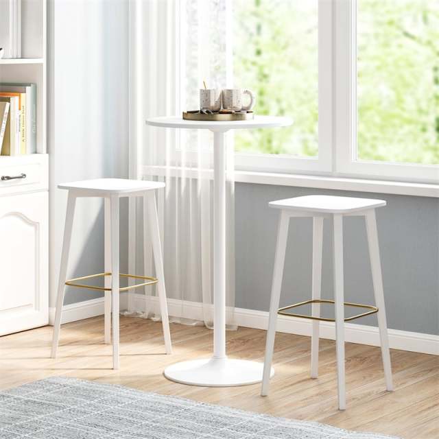 2PCS 2-in-1 Bar Table with Detachable Pole, Metal Base, Convertible 40"/22" Height, Cocktail Table, Round Pub Table for Living Room, Restaurant