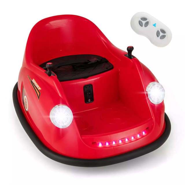 Kids Bumper Car 12V Electric Ride on Bumper Car 360° Spin with Remote Control, LED Lights, Battery Powered Baby Bumping Car Gift for Toddlers
