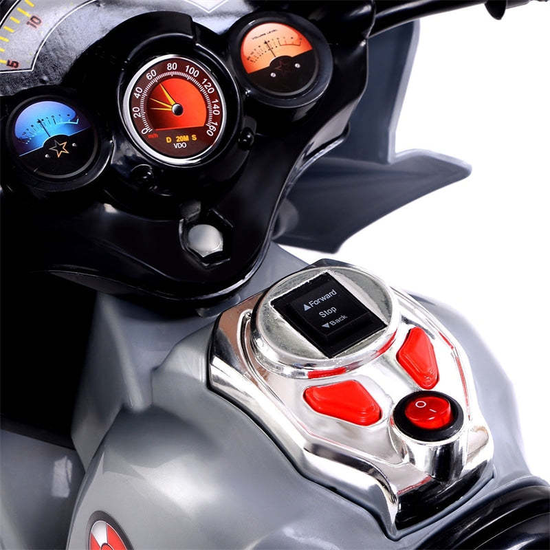 6V Kids Ride-On Motorcycle, Battery Powered 3-Wheel Motorcycle with LED Headlights, Music, Storage Trunk, Electric Motorcycle Toy for Boys/Girls he1