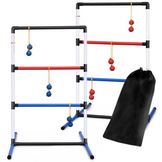 Ladder Toss Game Set with 6 Bolas, Built-in Score Tracker & Carrying Bag, Portable Indoor/Outdoor Lawn Game for Family, Kids & Adults Fun