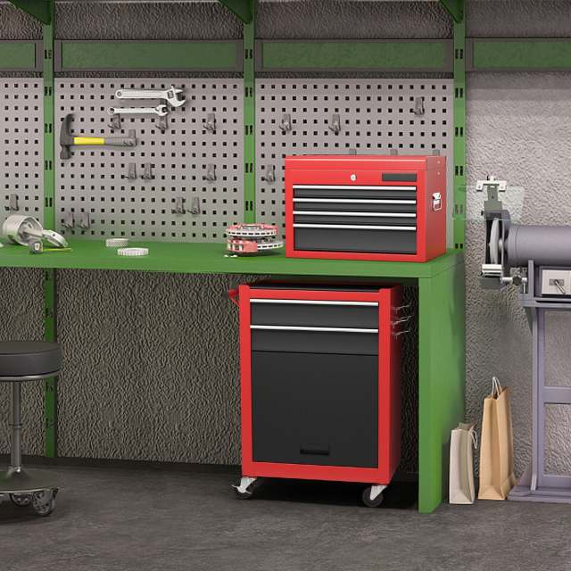 6-Drawer Rolling Tool Chest, High Capacity Tool Box with Lockable Wheels, Auto Lock, Removable Top, Tool Storage Cabinet for Garage Workshop