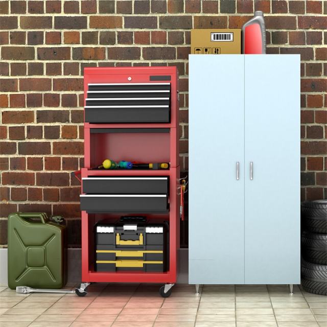 6-Drawer Rolling Tool Chest, 3-in-1 Tool Storage Cabinet with Auto-Lock System, Lockable Wheels & Detachable Top Box for Garage/Workshop