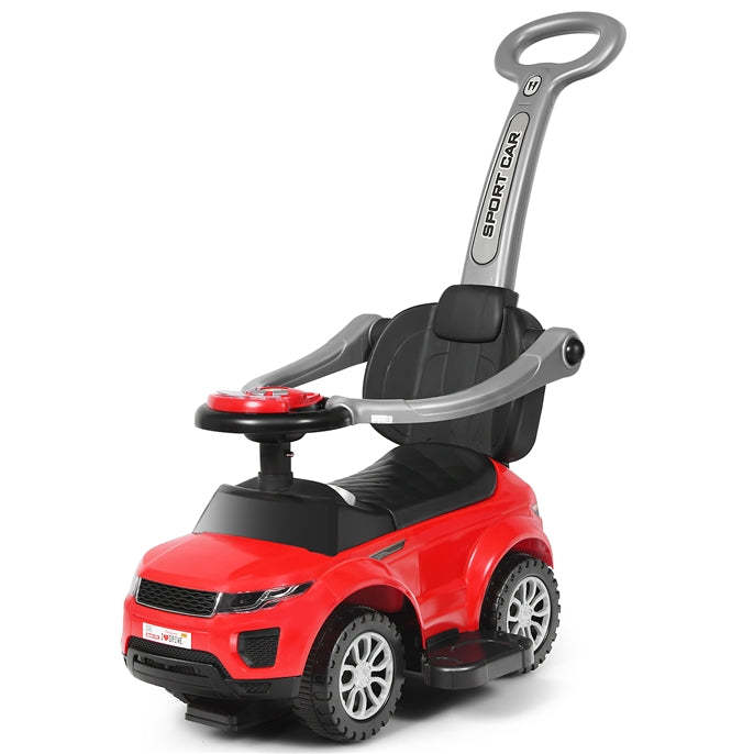 3 in 1 Kids Ride On Push Car, Stroller Sliding Walking Car with Horn, Music, Light, Under Seat Storage, Push Handle