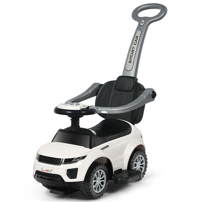 3 in 1 Kids Ride On Push Car, Stroller Sliding Walking Car with Horn, Music, Light, Under Seat Storage, Push Handle