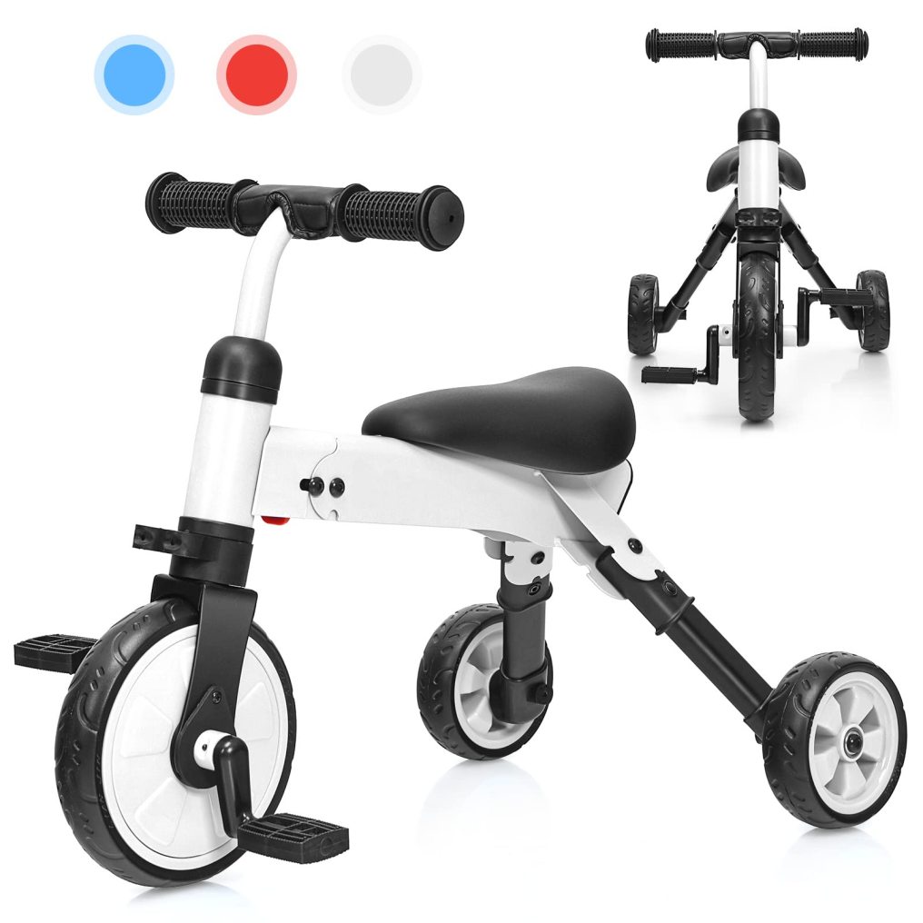 HONEY JOY Kids Tricycles with 3 Wheels, Folding Rider Trike for Toddler 1-4 Years Old(White)